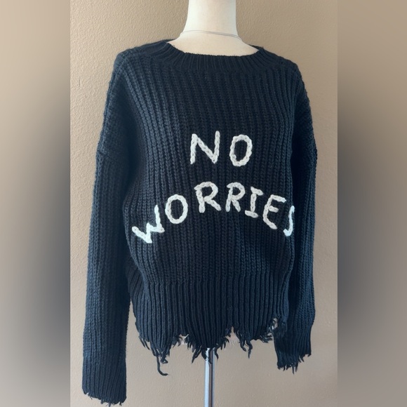 No worries cable knits distressed hem sweater - Picture 3 of 5